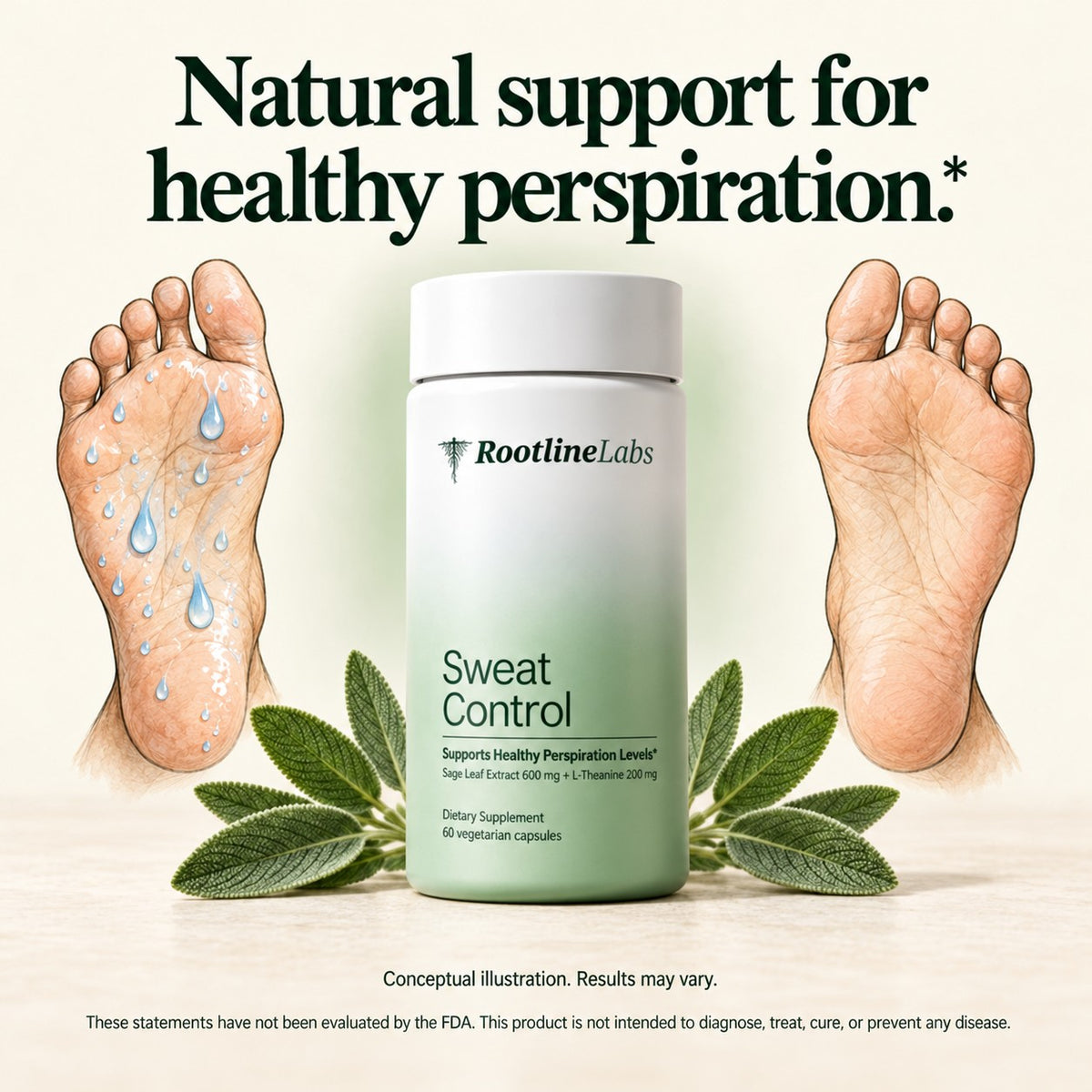 Sweat Control, natural support for foot sweating