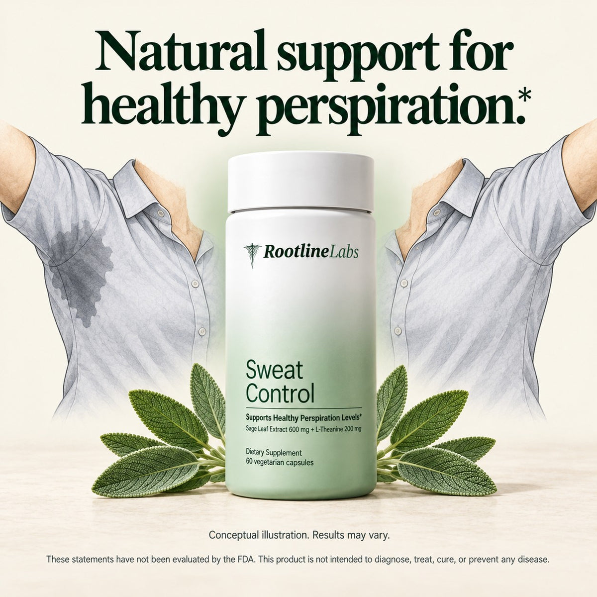 Sweat Control, natural support for underarm sweating