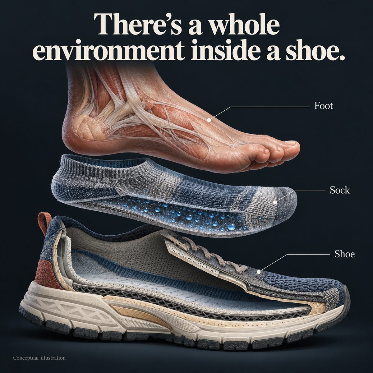 2. Your shoe traps it. It doesn't cause it.