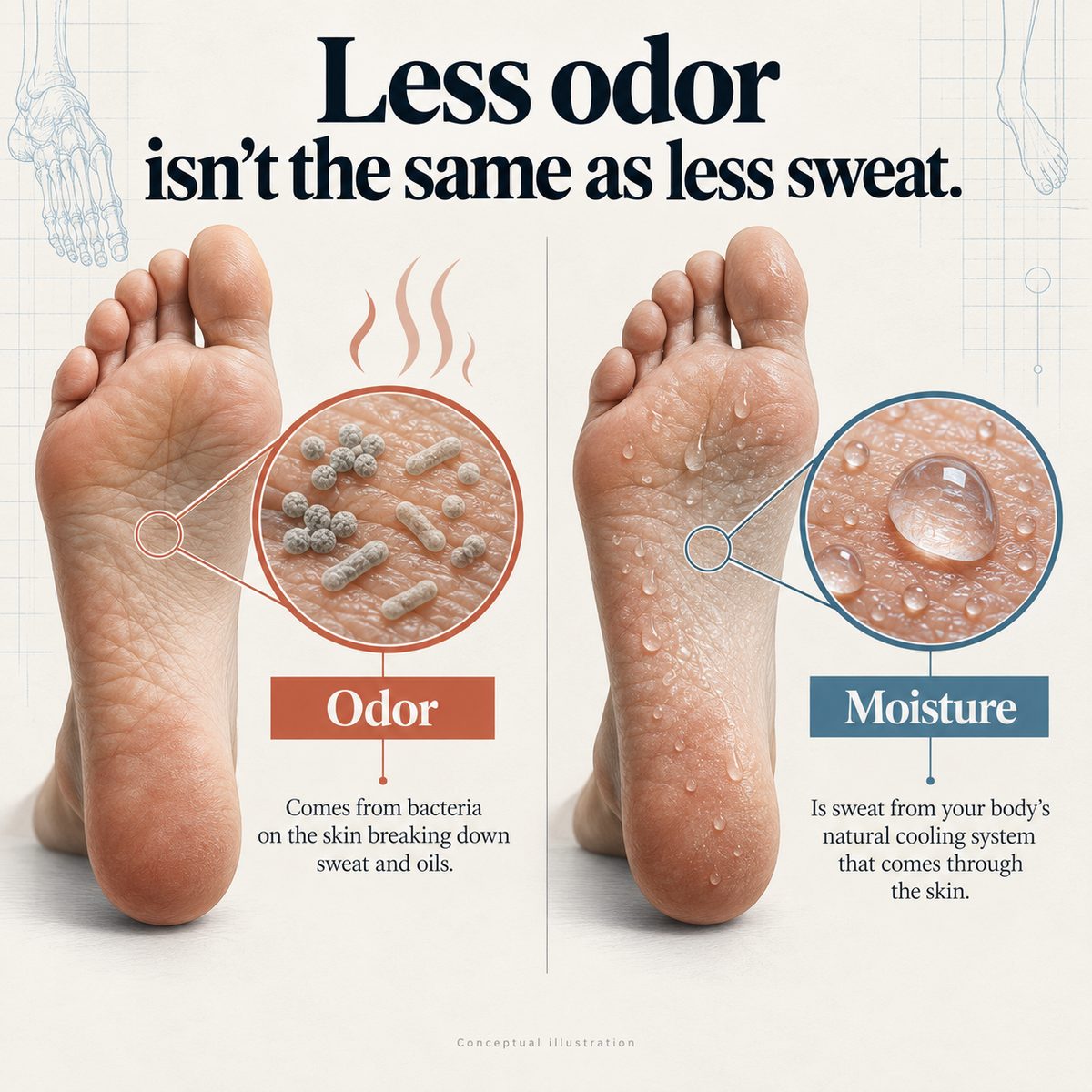 3. Less odor isn't the same as less sweat.