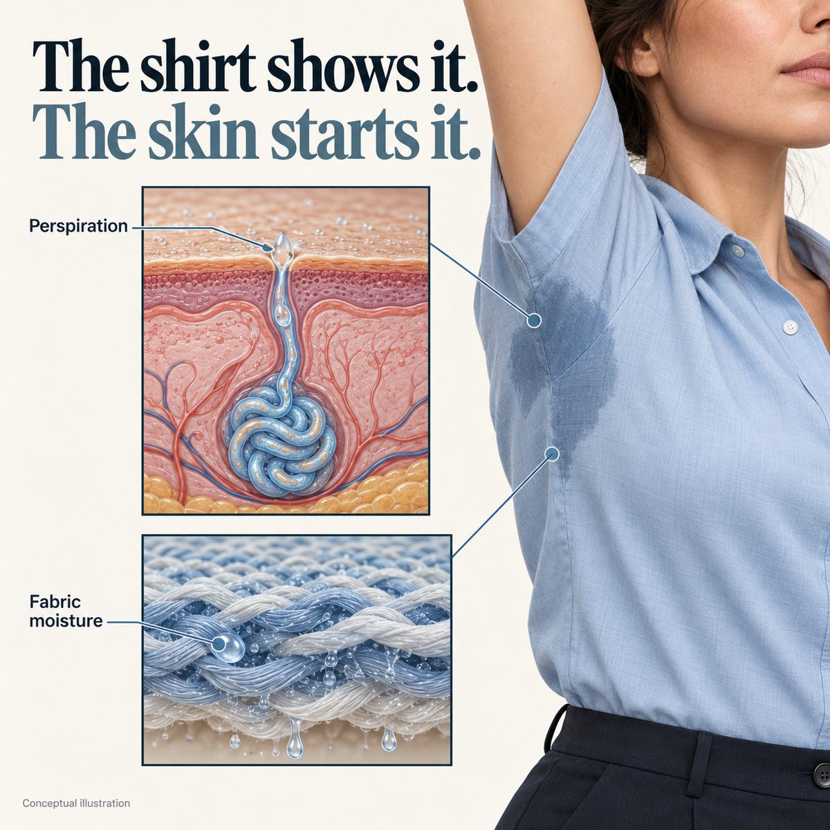 1. Your shirt isn't the problem. Your skin is where it starts.