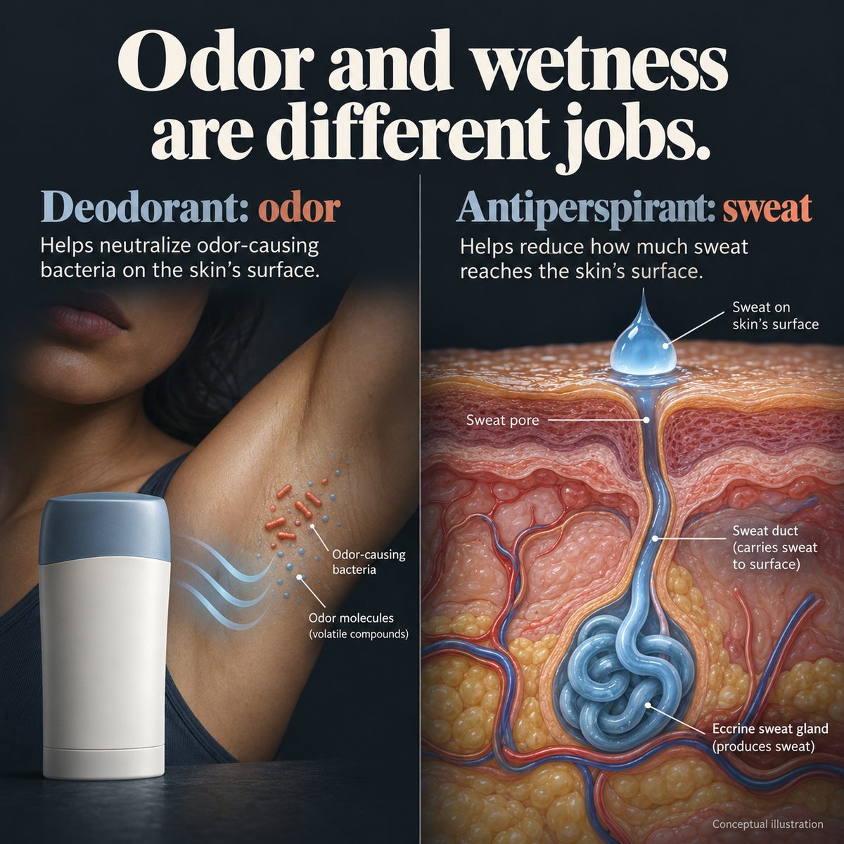 2. Your deodorant was never designed to keep you dry.