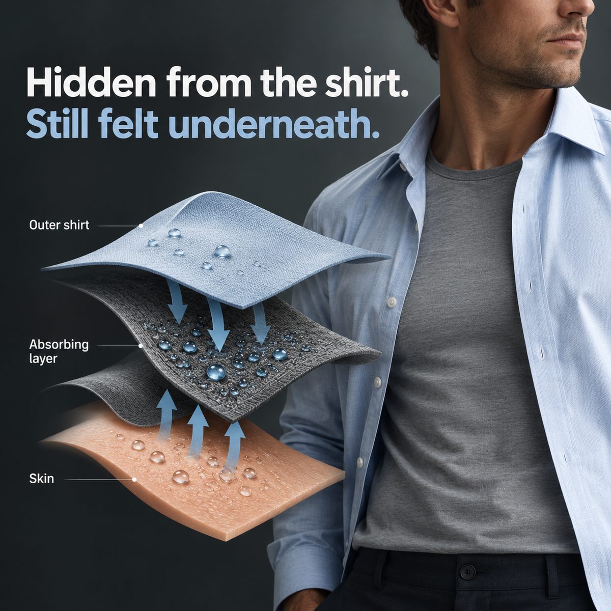 6. Sweat-proof undershirts hide it. They don't stop it.